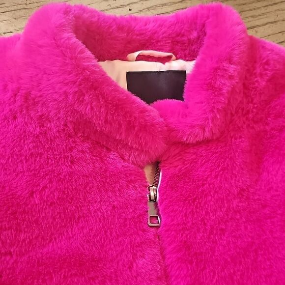 Fuschia faux fur jacket size M Banana Republic new condition - Picture 2 of 13